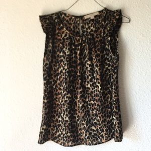 XS Loft Sleeveless Blouse Cheetah Print